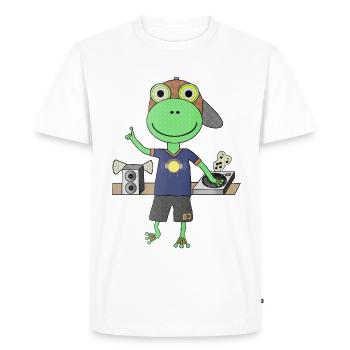 Frog DJ with cap and turntable - Men's Premium Organic T-Shirt - white - Front - Nico (187cm)