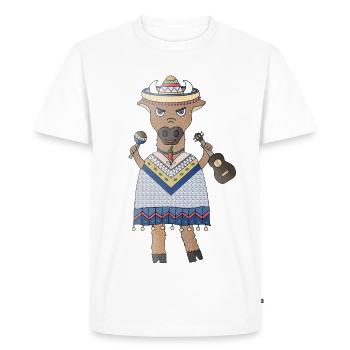 Taureau flamenco à la guitare - T-shirt Premium bio Homme - blanc - Devant - Nico (187cm)