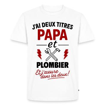 Dad and Plumber Christmas Father's Day Gift Idea - Men's Premium Organic T-Shirt - white - Front - Nico (187cm)