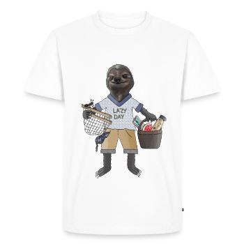 Sloth with basket and hammock - Men's Premium Organic T-Shirt - white - Front - Nico (187cm)