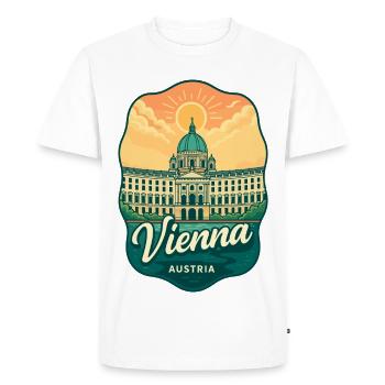 Insigne de voyage rétro Vienne Autriche Hofburg Sunset - T-shirt Premium bio Homme - blanc - Devant - Nico (187cm)