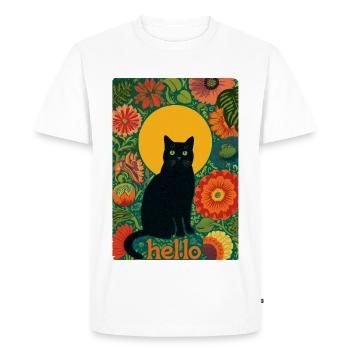 Chat du soleil dans la forêt de fleurs - T-shirt Premium bio Homme - blanc - Devant - Nico (187cm)