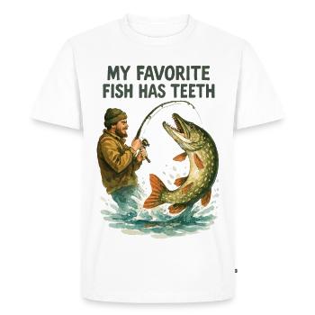 Aquarelle Angler Pike – Mon poisson préféré a des dents - T-shirt Premium bio Homme - blanc - Devant - Nico (187cm)