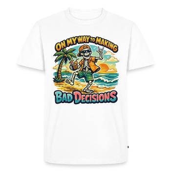Squelette Vacances Humour Drôle Humour Plage - T-shirt Premium bio Homme - blanc - Devant - Nico (187cm)