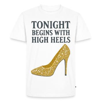 Glitter High Heels – Tonight begins with... - Men's Premium Organic T-Shirt - white - Front - Nico (187cm)
