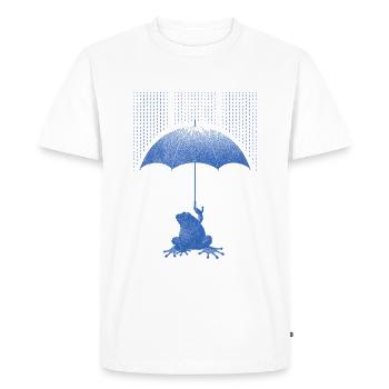 Frog with umbrella in the rain - Men's Premium Organic T-Shirt - white - Front - Nico (187cm)