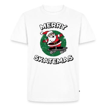 Joyeux patins | Skateboard Christmas Print - T-shirt Premium bio Homme - blanc - Devant - Nico (187cm)
