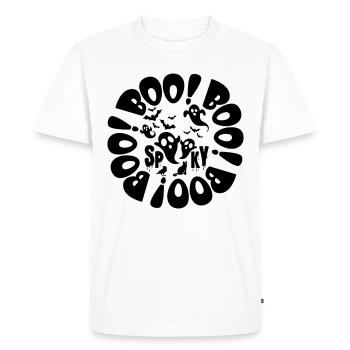 Halloween Petits fantômes et chauves-souris noir effrayant boo - T-shirt Premium bio Homme - blanc - Devant - Nico (187cm)