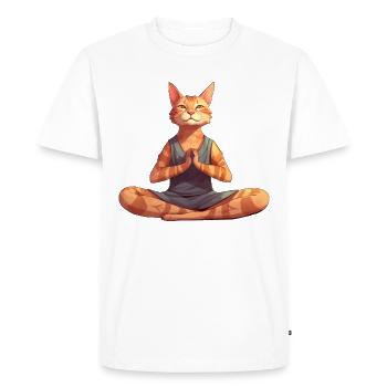 Yoga pour chat - T-shirt Premium bio Homme - blanc - Devant - Nico (187cm)