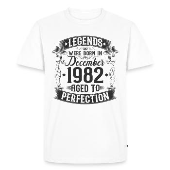 Millésime de décembre né en 1982 millésime anniversaire - T-shirt Premium bio Homme - blanc - Devant - Nico (187cm)