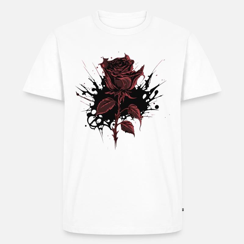 Rote Rose Goth Gothic - Männer Premium Bio T-Shirt - Weiß