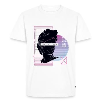 Vaporwave digital love with Japanese characters - Men's Premium Organic T-Shirt - white - Front - Nico (187cm)