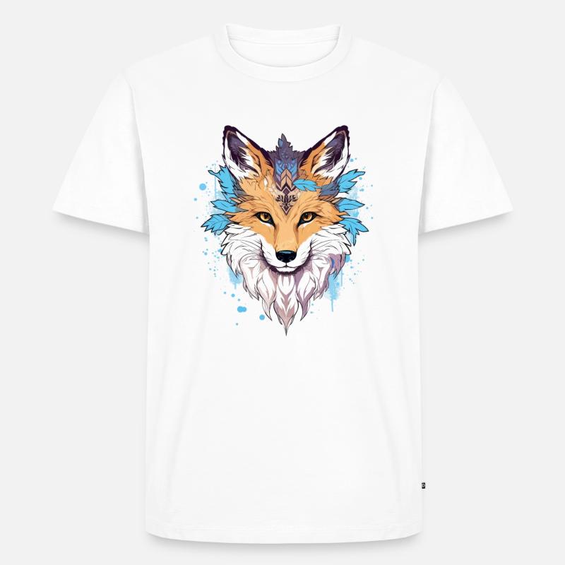 Fox with feathers boho - Men's Premium Organic T-Shirt - white
