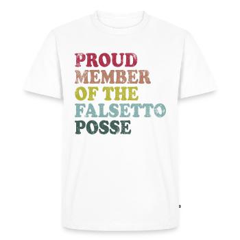 Fier membre du Falsetto Posse - rétro sombre - T-shirt Premium bio Homme - blanc - Devant - Nico (187cm)