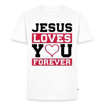 Jésus t'aime coeur - T-shirt Premium bio Homme - blanc - Devant - Nico (187cm)