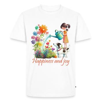 Bonheur et joie dans le jardin - T-shirt Premium bio Homme - blanc - Devant - Nico (187cm)