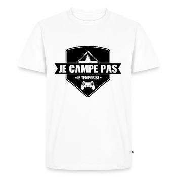 je campe pas je temporise,call of ,gamer - T-shirt Premium bio Homme - blanc - Devant - Nico (187cm)
