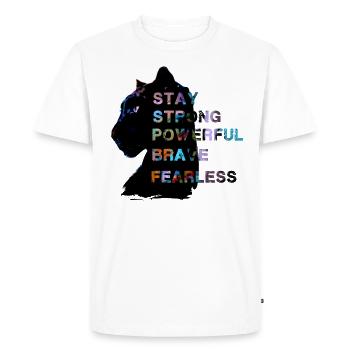 fearless,panther,black,stay fearless,strong - Men's Premium Organic T-Shirt - white - Front - Nico (187cm)