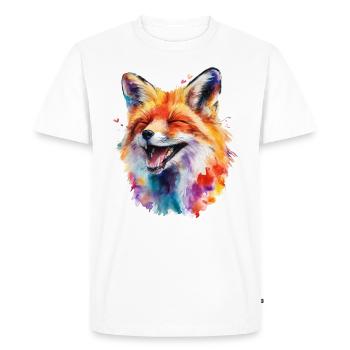 Renard coloré en aquarelle - T-shirt Premium bio Homme - blanc - Devant - Nico (187cm)