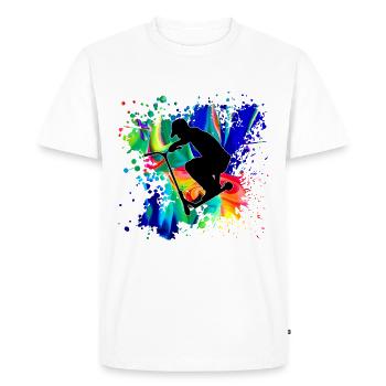 Trottinette freestyle - T-shirt Premium bio Homme - blanc - Devant - Nico (187cm)