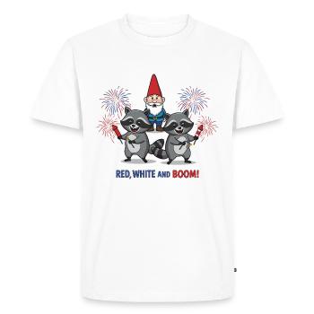 Raton laveur 4 juillet Feu d’artifice - T-shirt Premium bio Homme - blanc - Devant - Nico (187cm)