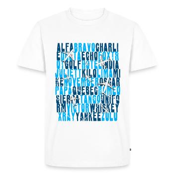 Pilote Aviation Alphabet Avion Contrôleur de la Circulation Aérienne - T-shirt Premium bio Homme - blanc - Devant - Nico (187cm)