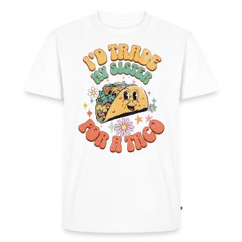 J’échangerais ma sœur contre un taco - T-shirt Premium bio Homme - blanc - Devant - Nico (187cm)