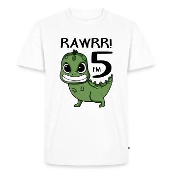 5th Birthday Dinosaur - 5th Grade Gift - Men's Premium Organic T-Shirt - white - Front - Nico (187cm)