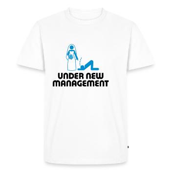 Under new management - Men's Premium Organic T-Shirt - white - Front - Nico (187cm)