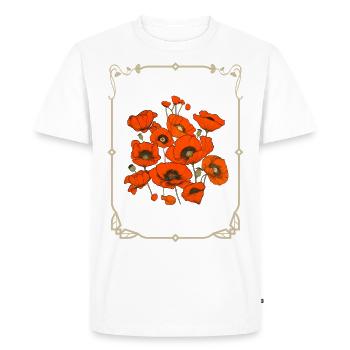 Fleurs de coquelicot style art déco avec citation de Keats - T-shirt Premium bio Homme - blanc - Devant - Nico (187cm)