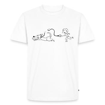 Promener le chien - T-shirt Premium bio Homme - blanc - Devant - Nico (187cm)
