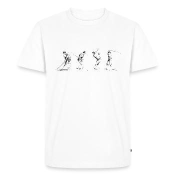 Illustration of 4 golfers side by side. - Men's Premium Organic T-Shirt - white - Front - Nico (187cm)