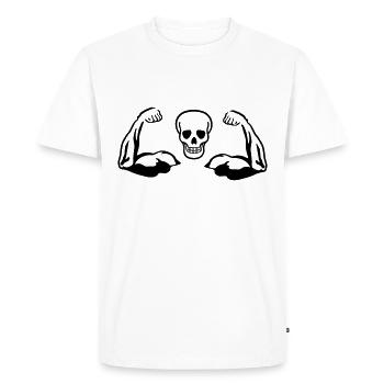 Skull and Muscles, Biceps - Men's Premium Organic T-Shirt - white - Front - Nico (187cm)