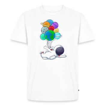 Astronaut cosmonaut at planet balloons balloon - Men's Premium Organic T-Shirt - white - Front - Nico (187cm)