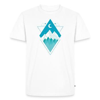 Forêt Montagnes Lune et étoiles Polygone Poly Triangle - T-shirt Premium bio Homme - blanc - Devant - Nico (187cm)