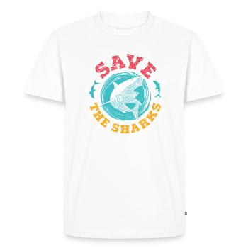 Save the Sharks shark fish protection diver gift - Men's Premium Organic T-Shirt - white - Front - Nico (187cm)