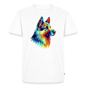 Modern geometric dog muzzle: German Shepherd wolf - Men's Premium Organic T-Shirt - white - Front - Nico (187cm)