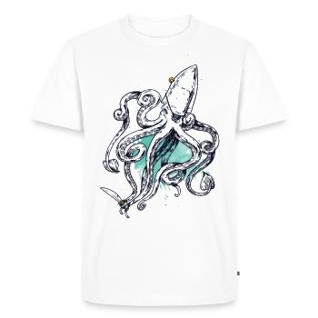 Pieuvre pieuvre Résumé - T-shirt Premium bio Homme - blanc - Devant - Nico (187cm)