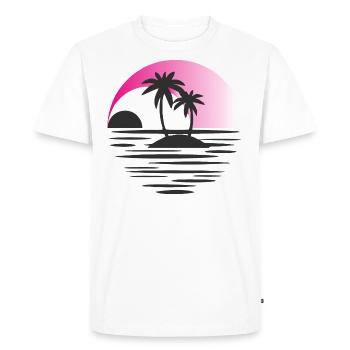 Ile aux palmiers noir rose - T-shirt Premium bio Homme - blanc - Devant - Nico (187cm)