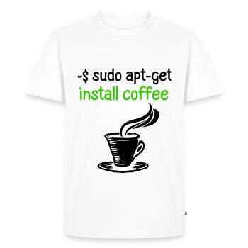Coffee Programmer Tux Linux Coding Saying - Men's Premium Organic T-Shirt - white - Front - Nico (187cm)