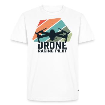 Drone Racing Pilot RC Race Drone Drohne Aerial FPV - Men's Premium Organic T-Shirt - white - Front - Nico (187cm)