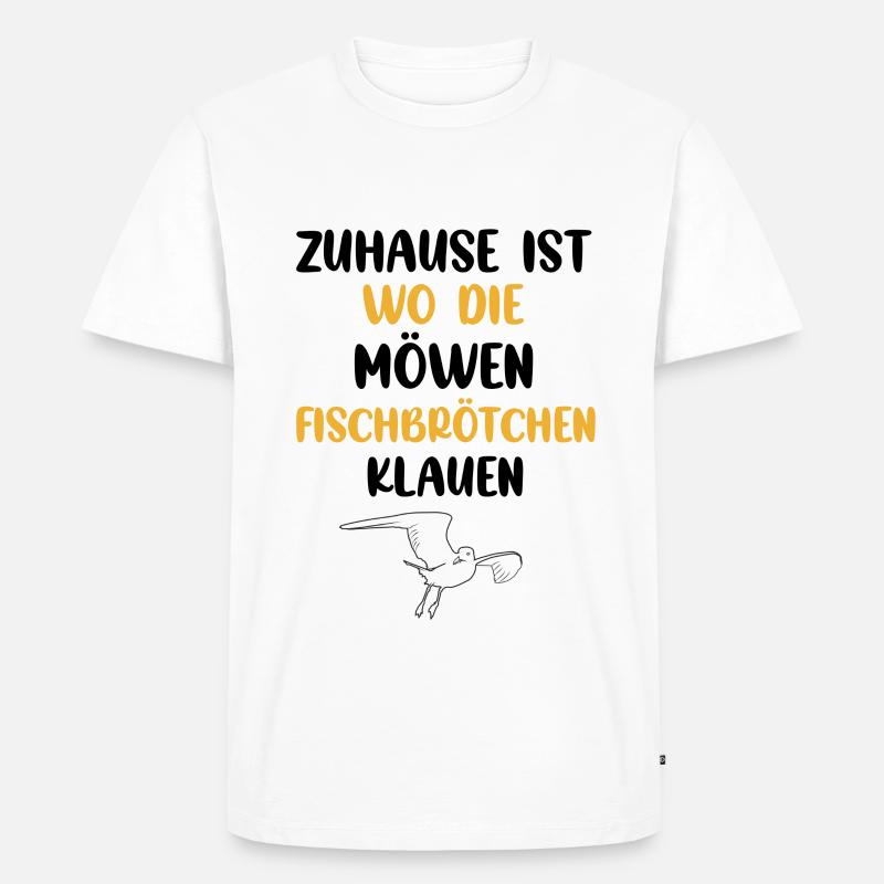 Hamburg Eimsbüttel Fischbrötchen Möwe - Männer Premium Bio T-Shirt - Weiß