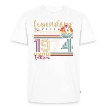 Légendaire cadeau d’anniversaire de septembre 1974 - T-shirt Premium bio Homme - blanc - Devant - Nico (187cm)