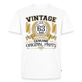 Vintage 63 ans - cadeau d’anniversaire 63 ans !!! - T-shirt Premium bio Homme - blanc - Devant - Nico (187cm)