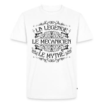 Mécanicien | la légende Mécanicien le mythe - T-shirt Premium bio Homme - blanc - Devant - Nico (187cm)