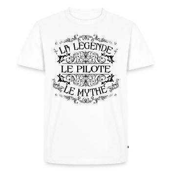 Pilote | la légende Pilote le mythe - T-shirt Premium bio Homme - blanc - Devant - Nico (187cm)