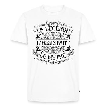 Assistant | la légende Assistant le mythe - T-shirt Premium bio Homme - blanc - Devant - Nico (187cm)