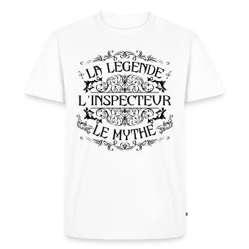 Inspecteur | la légende Inspecteur le mythe - T-shirt Premium bio Homme - blanc - Devant - Nico (187cm)