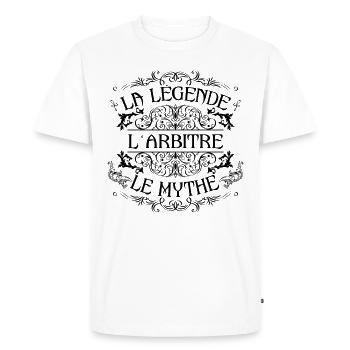 Arbitre | la légende Arbitre le mythe - T-shirt Premium bio Homme - blanc - Devant - Nico (187cm)