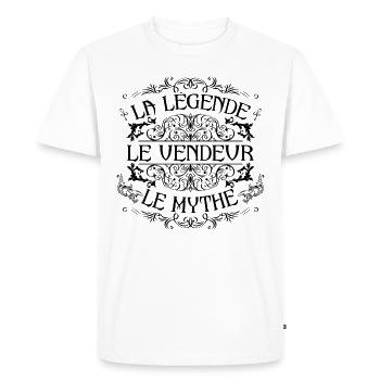 Vendeur | la légende Vendeur le mythe - T-shirt Premium bio Homme - blanc - Devant - Nico (187cm)